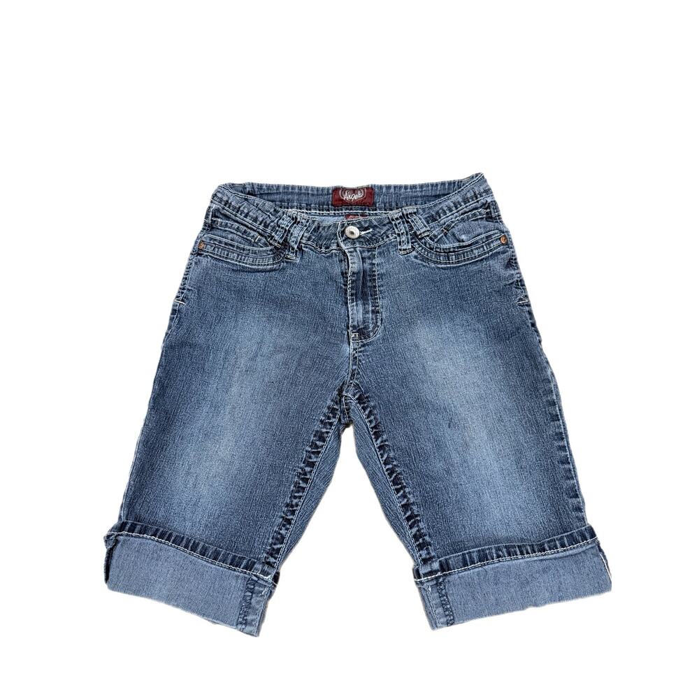 ANGELS Rolled Up Low Rise Stretch Blue Denim Capri Jeans Women's Size 8